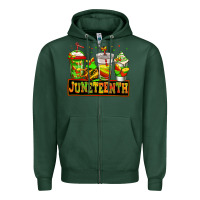 Sports Green juneteenth afro coffee cups Zipper Hoodie - Jasminsmagicworld