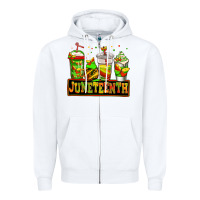 White juneteenth afro coffee cups Zipper Hoodie - Jasminsmagicworld