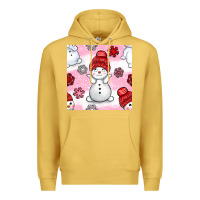 Antique Gold cute snowman and snow flakes seamless pattern bbs Premium Hoodie - BundleAndBundleShop