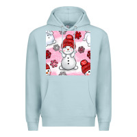 Blue Mist cute snowman and snow flakes seamless pattern bbs Premium Hoodie - BundleAndBundleShop