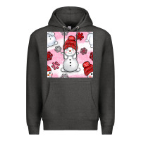 Charcoal Heather cute snowman and snow flakes seamless pattern bbs Premium Hoodie - BundleAndBundleShop