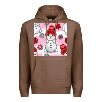 Chestnut cute snowman and snow flakes seamless pattern bbs Premium Hoodie - BundleAndBundleShop