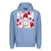 Colony Blue cute snowman and snow flakes seamless pattern bbs Premium Hoodie - BundleAndBundleShop