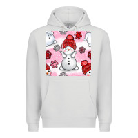 Dove Grey cute snowman and snow flakes seamless pattern bbs Premium Hoodie - BundleAndBundleShop