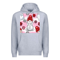 Heather Grey cute snowman and snow flakes seamless pattern bbs Premium Hoodie - BundleAndBundleShop