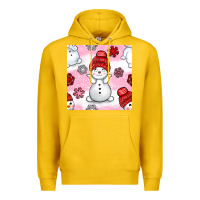 Lemon cute snowman and snow flakes seamless pattern bbs Premium Hoodie - BundleAndBundleShop