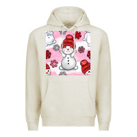Oatmeal Heather cute snowman and snow flakes seamless pattern bbs Premium Hoodie - BundleAndBundleShop
