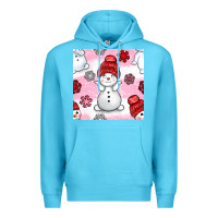 Ocean Blue cute snowman and snow flakes seamless pattern bbs Premium Hoodie - BundleAndBundleShop