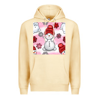 Pina Colada cute snowman and snow flakes seamless pattern bbs Premium Hoodie - BundleAndBundleShop