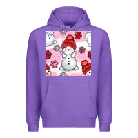Purple cute snowman and snow flakes seamless pattern bbs Premium Hoodie - BundleAndBundleShop