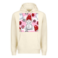 Sandshell cute snowman and snow flakes seamless pattern bbs Premium Hoodie - BundleAndBundleShop