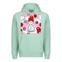 Seafoam cute snowman and snow flakes seamless pattern bbs Premium Hoodie - BundleAndBundleShop