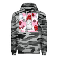 Slate Camo cute snowman and snow flakes seamless pattern bbs Premium Hoodie - BundleAndBundleShop