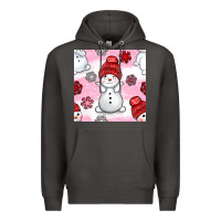 Smoke cute snowman and snow flakes seamless pattern bbs Premium Hoodie - BundleAndBundleShop