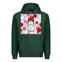 Sports Green cute snowman and snow flakes seamless pattern bbs Premium Hoodie - BundleAndBundleShop