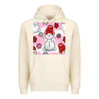 Tofu cute snowman and snow flakes seamless pattern bbs Premium Hoodie - BundleAndBundleShop
