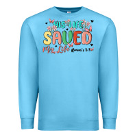 Ocean Blue his life saved my life Premium Sweatshirt - MaliasSmallBusiness