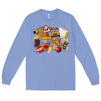 Colony Blue School Bus Coffee Cups Long Sleeve Tee - FaDigitalArtStudio