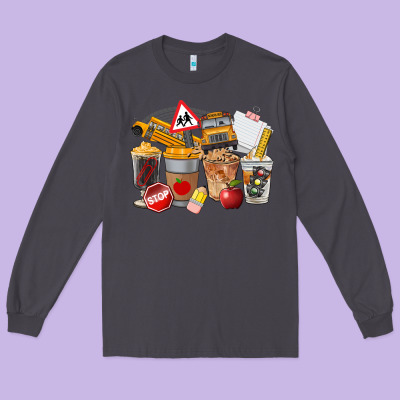 School Bus Coffee Cups Long Sleeve Tee Designed By Fadigitalartstudio
