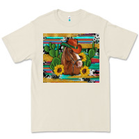 Western Horse Cowboy Hat Cactus Sunflowers Glitter Cowhide Serape Turq Premium Tee | Teevron