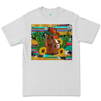 Dove Grey western horse cowboy hat cactus sunflowers glitter cowhide serape turq Premium Tee - Artiststas