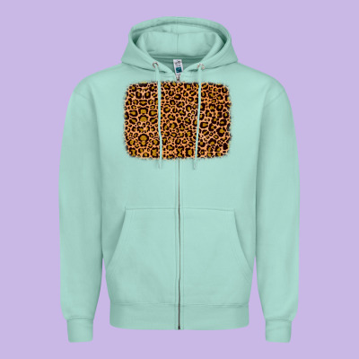 Leopard Glitter Background Zipper Hoodie Designed By Jahusdesignshop