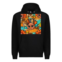 Black thanksgiving turkey and cone with tartan seamless pattern bbs Premium Hoodie - BundleAndBundleShop