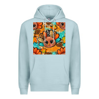 Blue Mist thanksgiving turkey and cone with tartan seamless pattern bbs Premium Hoodie - BundleAndBundleShop