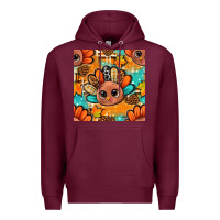 Burgundy thanksgiving turkey and cone with tartan seamless pattern bbs Premium Hoodie - BundleAndBundleShop