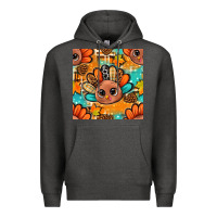 Charcoal Heather thanksgiving turkey and cone with tartan seamless pattern bbs Premium Hoodie - BundleAndBundleShop