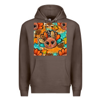 Coffee thanksgiving turkey and cone with tartan seamless pattern bbs Premium Hoodie - BundleAndBundleShop