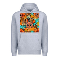 Heather Grey thanksgiving turkey and cone with tartan seamless pattern bbs Premium Hoodie - BundleAndBundleShop