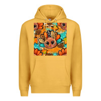 Mustard thanksgiving turkey and cone with tartan seamless pattern bbs Premium Hoodie - BundleAndBundleShop