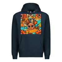Navy thanksgiving turkey and cone with tartan seamless pattern bbs Premium Hoodie - BundleAndBundleShop