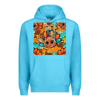 Ocean Blue thanksgiving turkey and cone with tartan seamless pattern bbs Premium Hoodie - BundleAndBundleShop