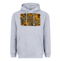 Heather Grey Camouflage Leopard Sunflower Background Heavyweight Hoodie - Jasminsmagicworld