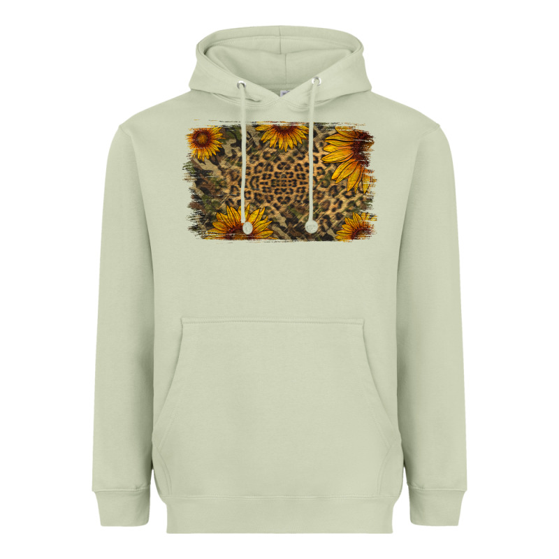 Camouflage Leopard Sunflower Background Heavyweight Hoodie by Jasminsmagicworld | Teevron