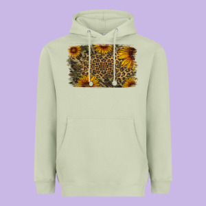 Camouflage Leopard Sunflower Background Heavyweight Hoodie Designed By Jasminsmagicworld