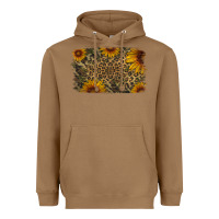 Toasted Coconut Camouflage Leopard Sunflower Background Heavyweight Hoodie - Jasminsmagicworld