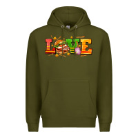 Army Green love with hamburger Premium Hoodie - AdoDesignShop