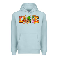 Blue Mist love with hamburger Premium Hoodie - AdoDesignShop