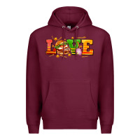 Burgundy love with hamburger Premium Hoodie - AdoDesignShop