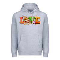 Heather Grey love with hamburger Premium Hoodie - AdoDesignShop