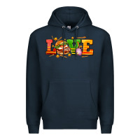 Navy love with hamburger Premium Hoodie - AdoDesignShop