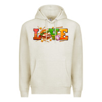 Oatmeal Heather love with hamburger Premium Hoodie - AdoDesignShop