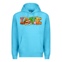 Ocean Blue love with hamburger Premium Hoodie - AdoDesignShop