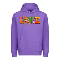 Purple love with hamburger Premium Hoodie - AdoDesignShop