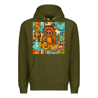 Army Green thanksgiving turkey with tartan seamless pattern bbs Premium Hoodie - BundleAndBundleShop