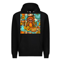 Black thanksgiving turkey with tartan seamless pattern bbs Premium Hoodie - BundleAndBundleShop