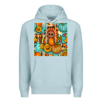 Blue Mist thanksgiving turkey with tartan seamless pattern bbs Premium Hoodie - BundleAndBundleShop